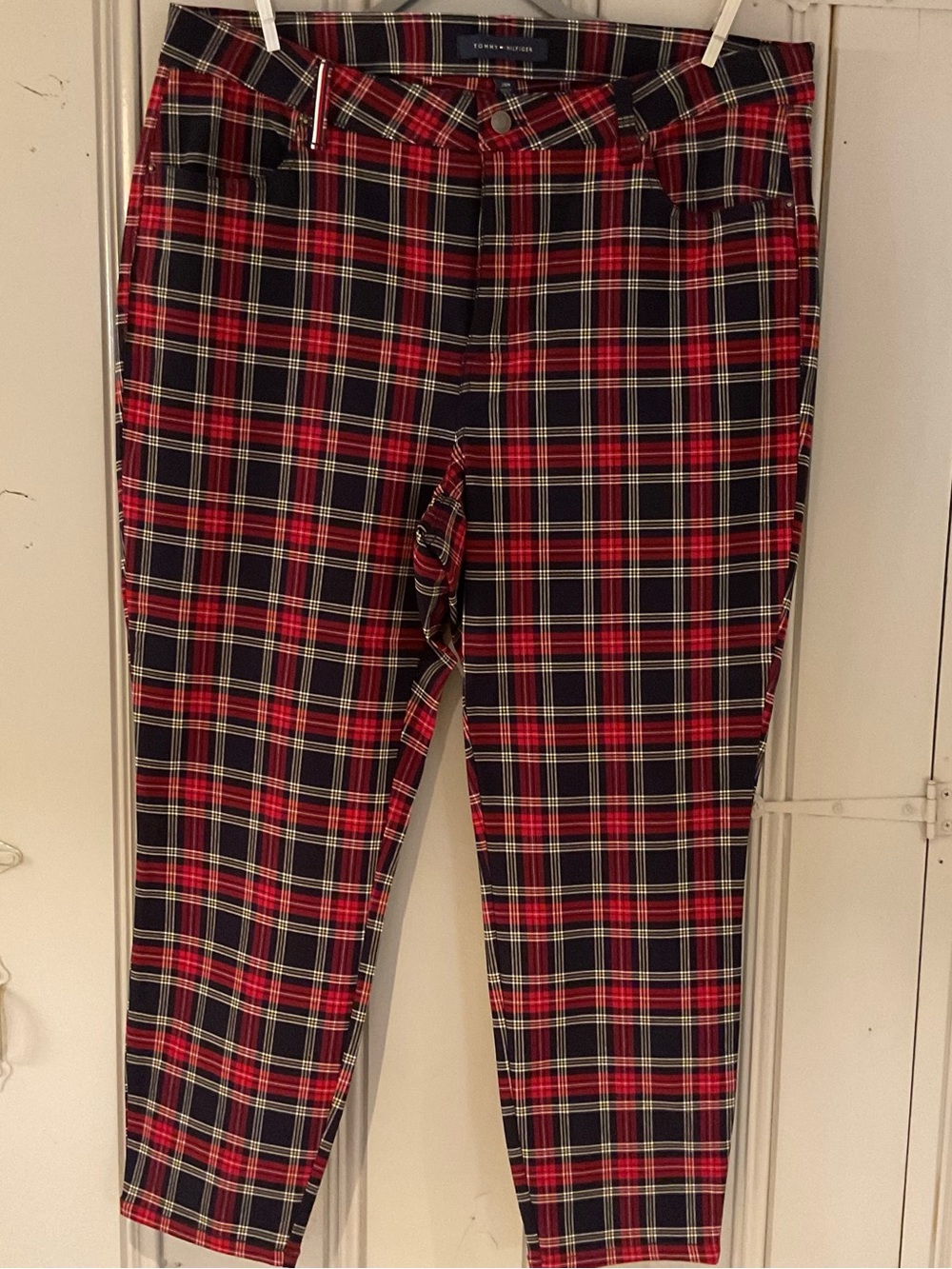 NWOT Tommy Hilfiger Red & Navy Plaid Tapered Pants